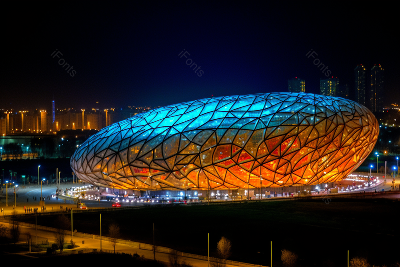 奥林匹克公园鸟巢体育场北京夜景风光,高清,摄影图,摄影图片,图片大全,摄影图免费下载